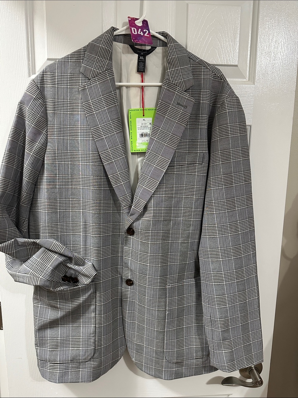 Women’s Glen Plaid Single-Breasted Blazer in Gray